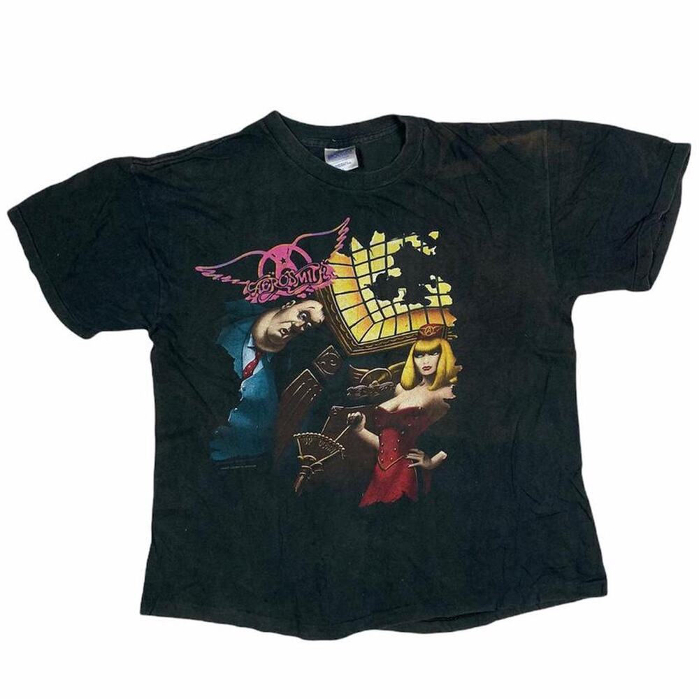 Aerosmith Vintage 90s Pump Tour 1990 USA made Faded Black Band T-shirt Brockum